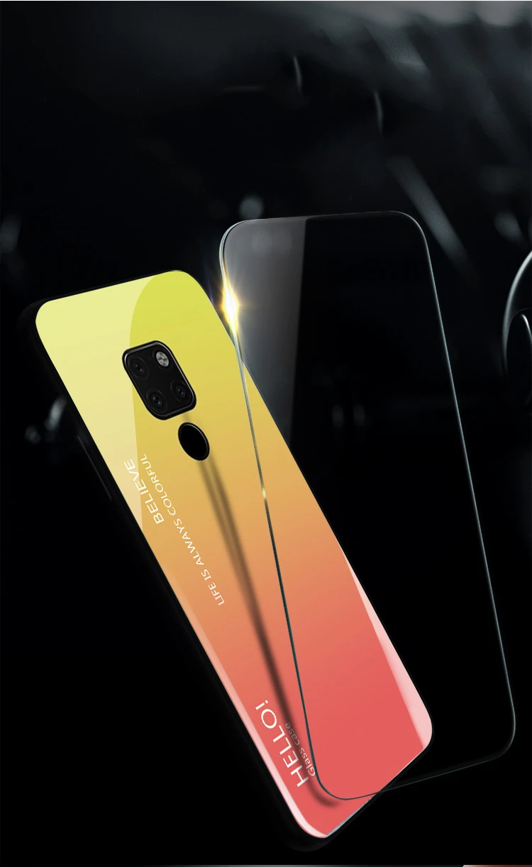 Чехол из закаленного стекла для Huawei Mate 20 мягкая силиконовая рамка с цветной