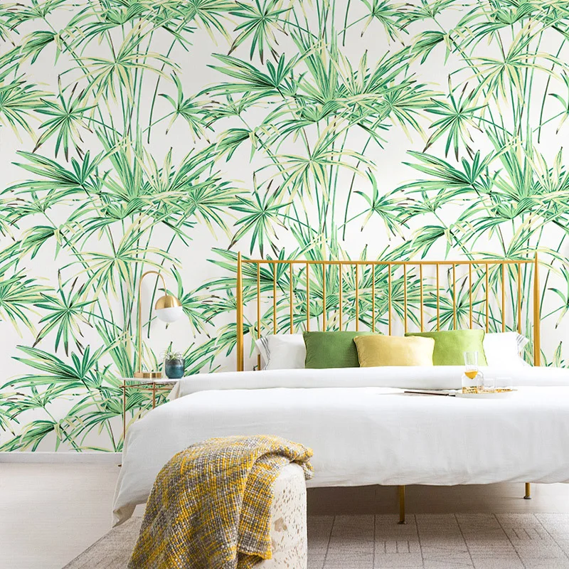 

Nordic Wind Wallpaper Ins Southeast Asia Tropical Rain Forest Palm Green Plant Oslon Nonwovens Living Room Bedroom Wallpaper