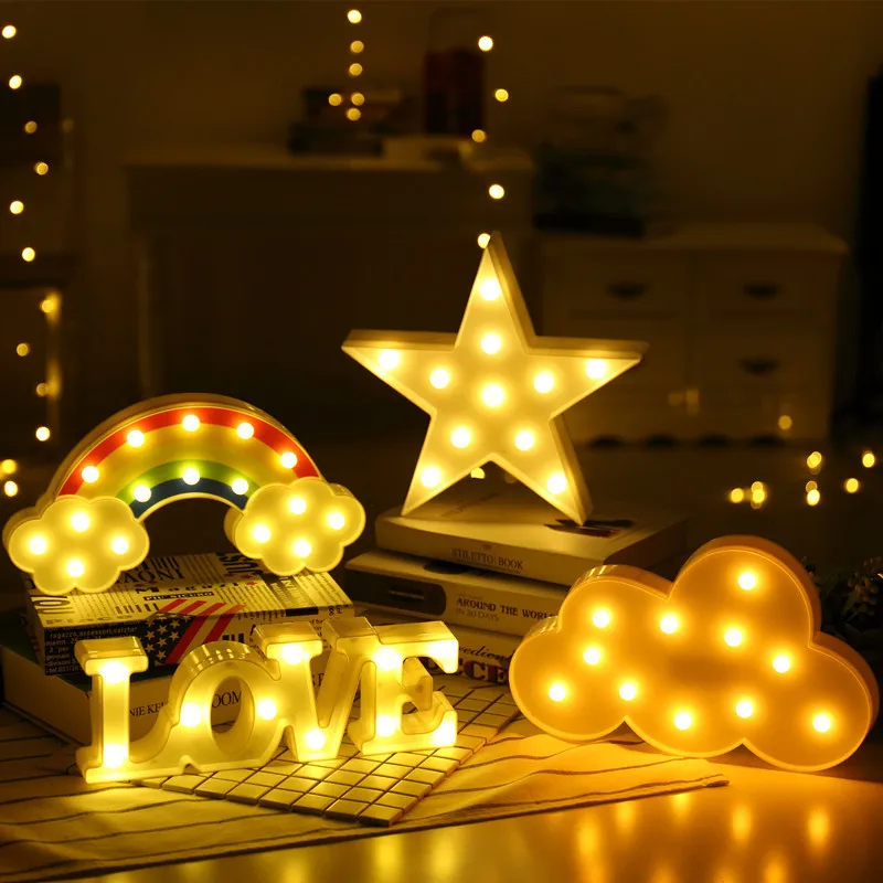 Новинка Светодиодный украшения luminaria-де-меса единорог Фламинго Сердце радуги