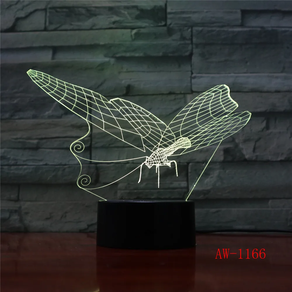 Бабочка LED 3D свет ночник настольная лампа 7 цветов Изменение фонарик USB RGB