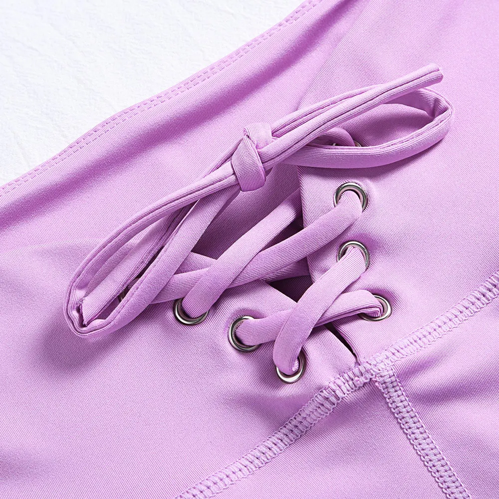 Women Sport Suit Gym Yoga Set 2 Pieces wear Fitness Workout Lacing-Up Skinny Pants Wear | Спорт и развлечения