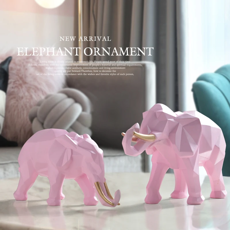 elephant figurine 2set resin for home office hotel decoration tabletop animal modern craft india white elephant statue decor free global shipping