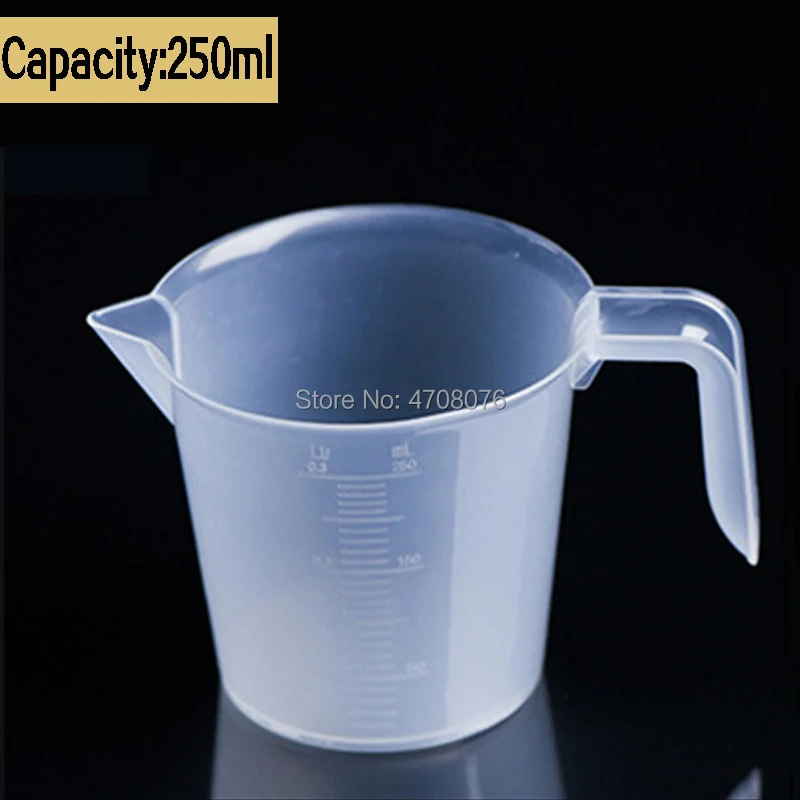

PP graduated beaker Plastic lab measuring cup with handle for chemical experiment kitchen food grade 250ml 1pc thicker material