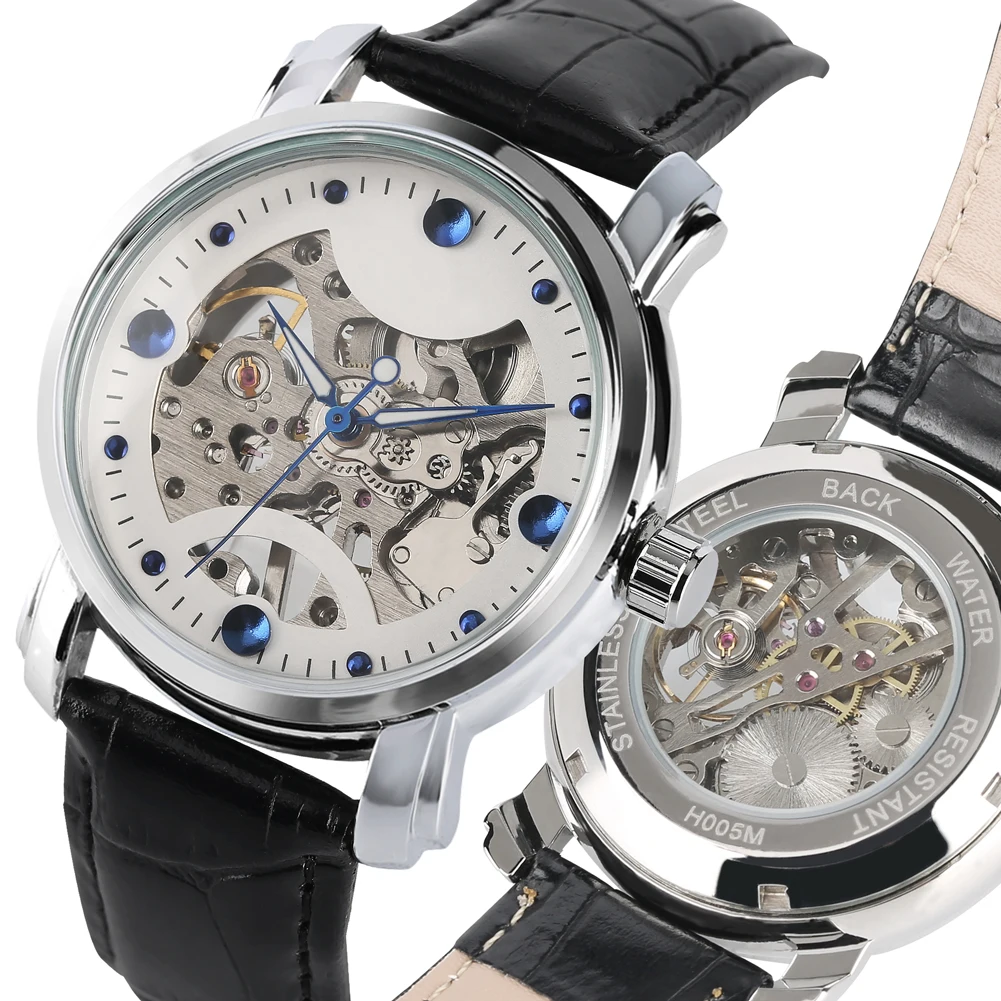 Прозрачные механические часы с ручным заводом автоматические со скелетом из