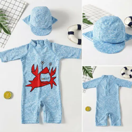 Купальник для новорожденных мальчиков детский купальник с раком цельнокроеная