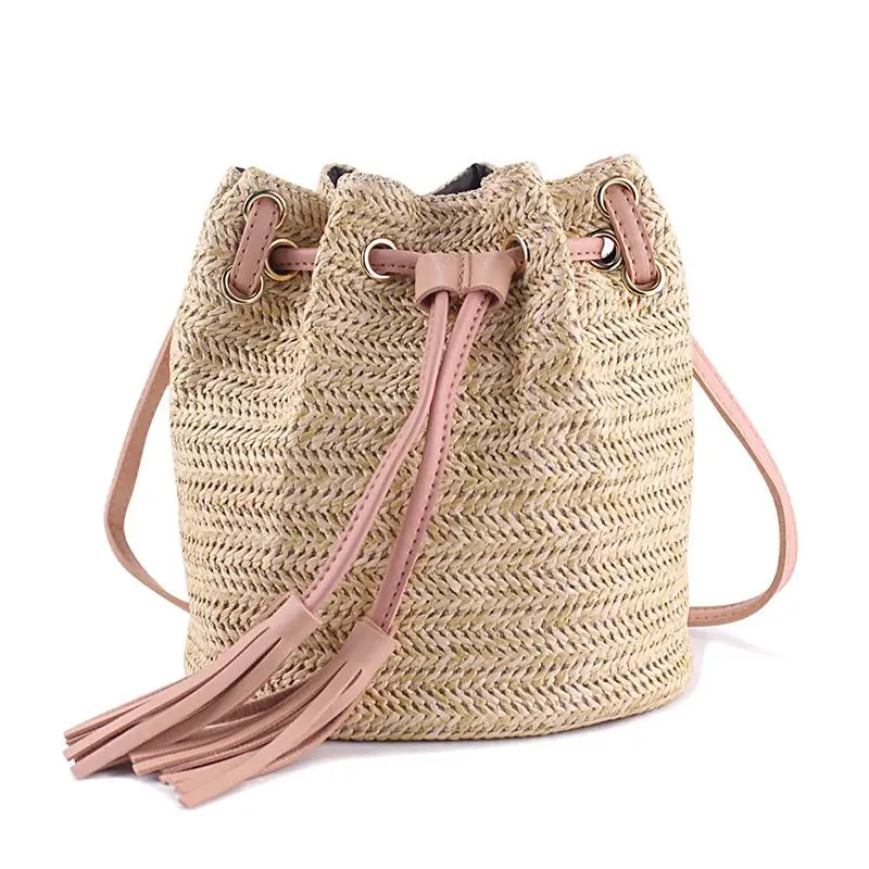 

Messenger Bag Ladies Fabric Summer Beach Bags With Tassels Weaving Crossbody Bag Women Weaving Money Bank Knitted Beach Handba