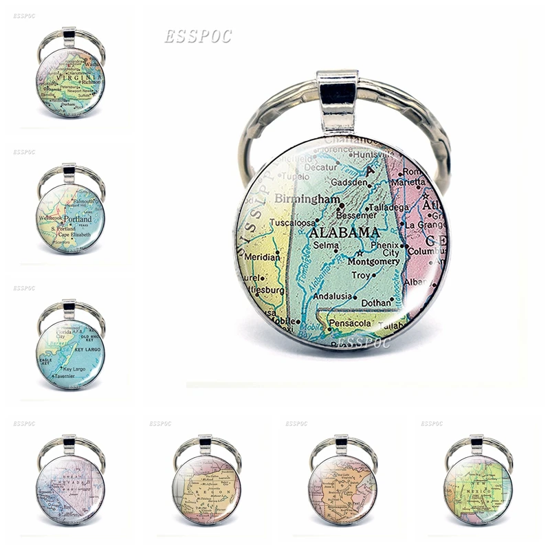 Винтажная американская карта стеклянный кабошон брелок Соединенные Штаты
