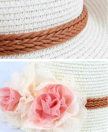 Hot New Arrivals Girl Flap Straw Candy Color Beach Wide Summer Princess Floral Sunhat Soft Sweet Holiday Hats | Детская одежда и