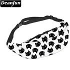 Deanfun водонепроницаемый прекрасный кот черная поясная сумка для мужчин белая поясная сумка подарок Хип-Хоп сумка для путешествий YB-60