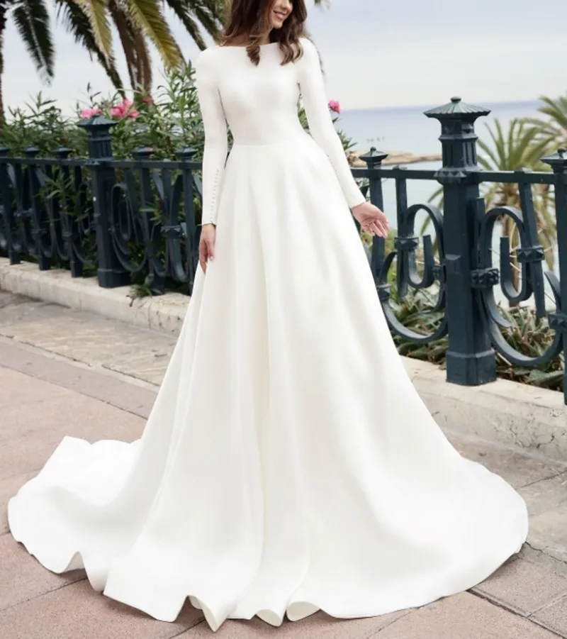 Винтажное мягкое сатиновое бальное платье Vivian's Bridal с длинным рукавом и