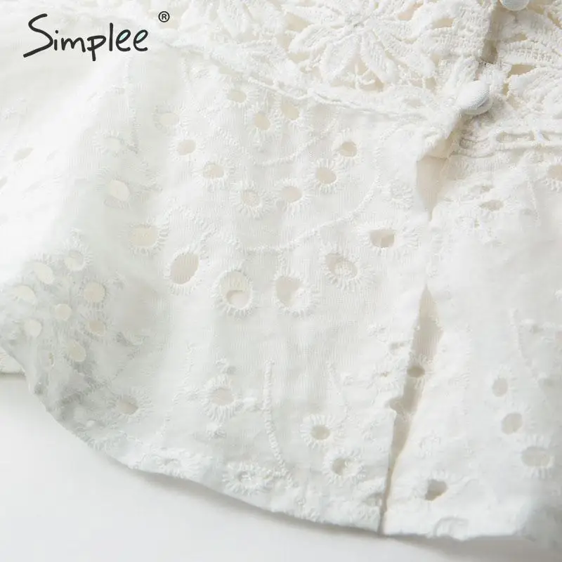 Женская ажурная блузка Simplee с вышивкой винтажные хлопковые блузки и топы со