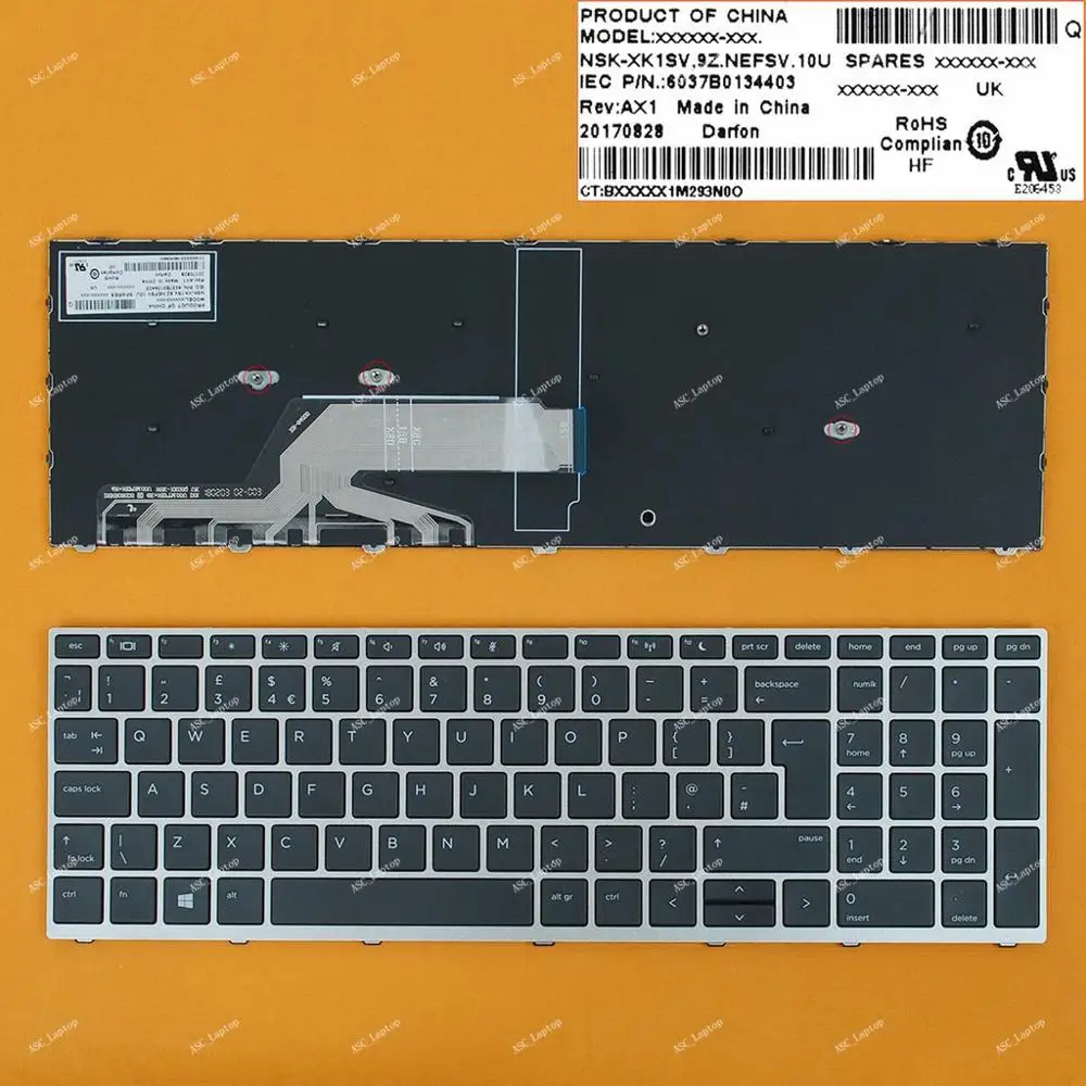 Новая английская QWERTY клавиатура для ноутбука HP Probook 450 G5 455 470 черная Серебристая