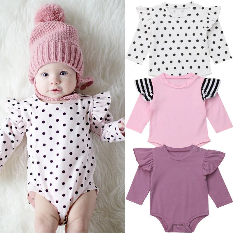 Боди для новорожденных девочек одежда из хлопка ropa bebe боди в горошек с длинными