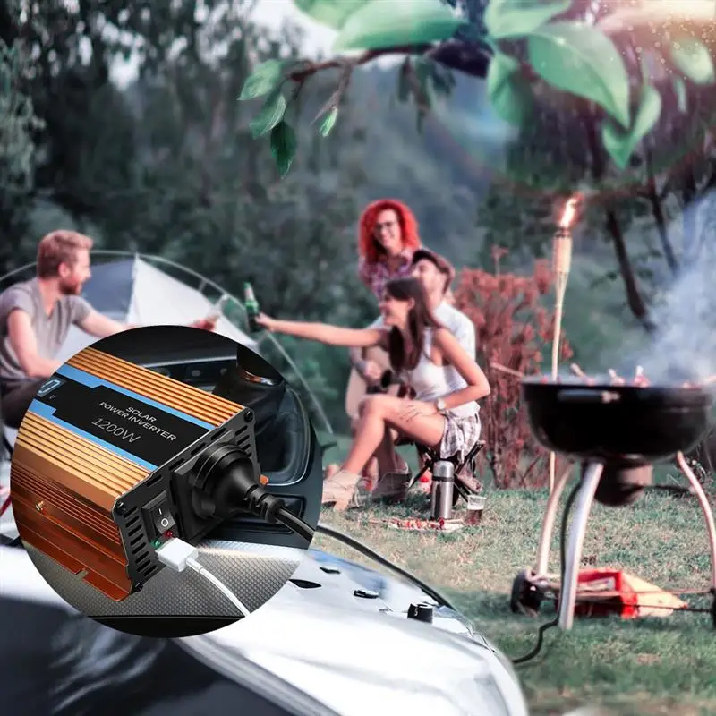 

700W Pure Sine Wave Car Power Inverter USB DC 12V to AC 220V 1200W Peak Power with LCD Display