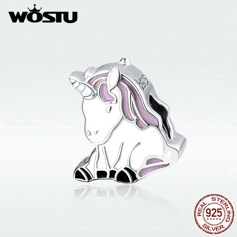 WOSTU 100% настоящий серебряные бусины 925 пробы браслет оригинальный розовый