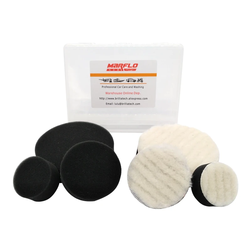 

Sponge Polishing Pad Car Cleaning Cloths Brushes MARFLO Waxing Buffing Polishing Pad Kit 1.2" 2" 3" Wool Washing 6pcs in PP Box