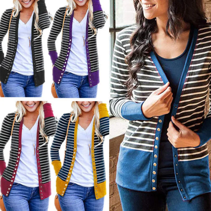 Новинка 2018 модный топ Женский вязаный свитер кардиган с длинными рукавами