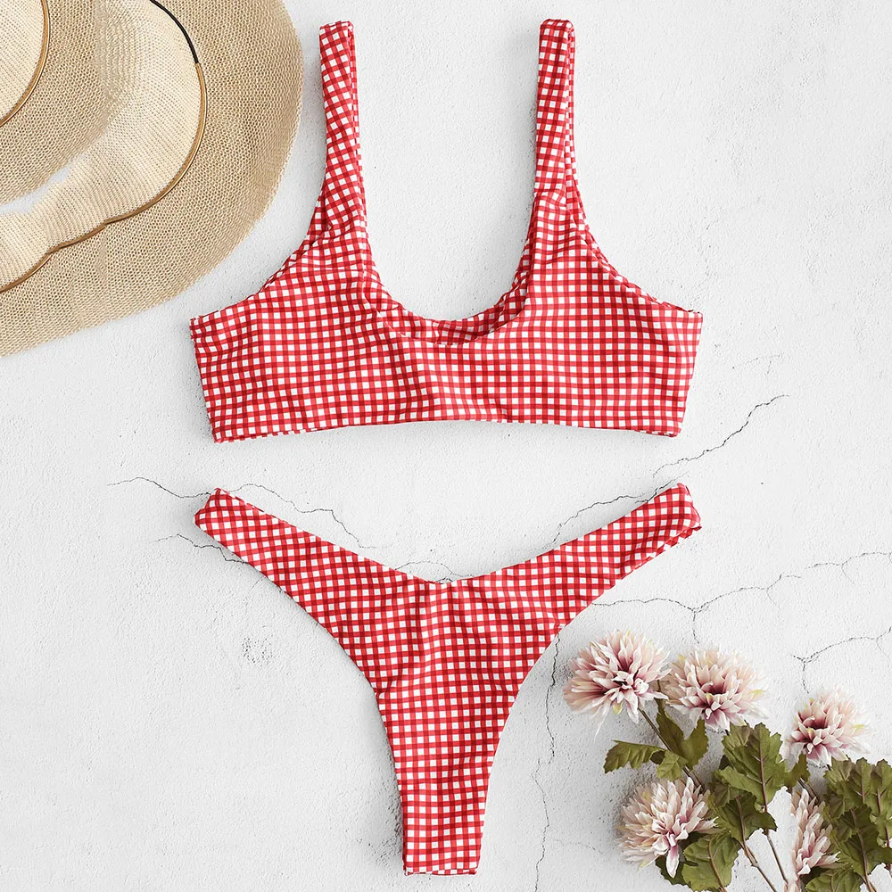 ZAFUL Женский комплект бикини с глубоким вырезом женский сексуальный купальник