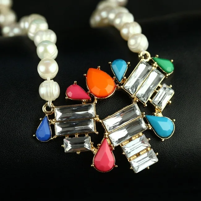 Natural Pearl Glass Crystal Colour Pendeloque Cut Personality Fashion Necklace Product | Украшения и аксессуары