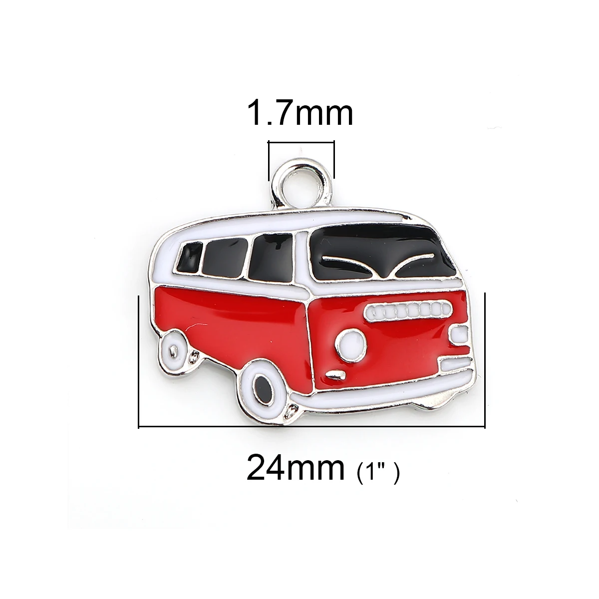 DoreenBeads 10 серебряных цветов Эмаль шаттл автобус Шарм кулон 20x18 мм (B07143) yiwu|jewelry roll