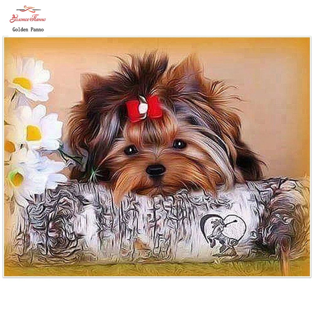Golden Panno Diamond Mosaic Picture Rhinestones Embroidery Dog Sale Full Square Painting Animal Cross Stitch | Дом и сад