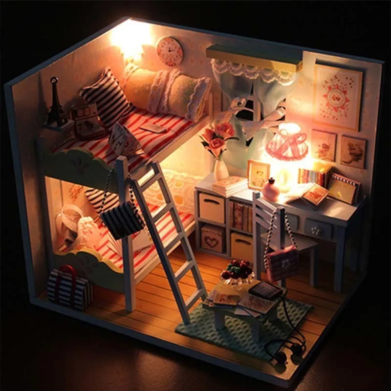 Маленький кукольный домик DIY 3D Деревянный Миниатюрный Кукольный дом