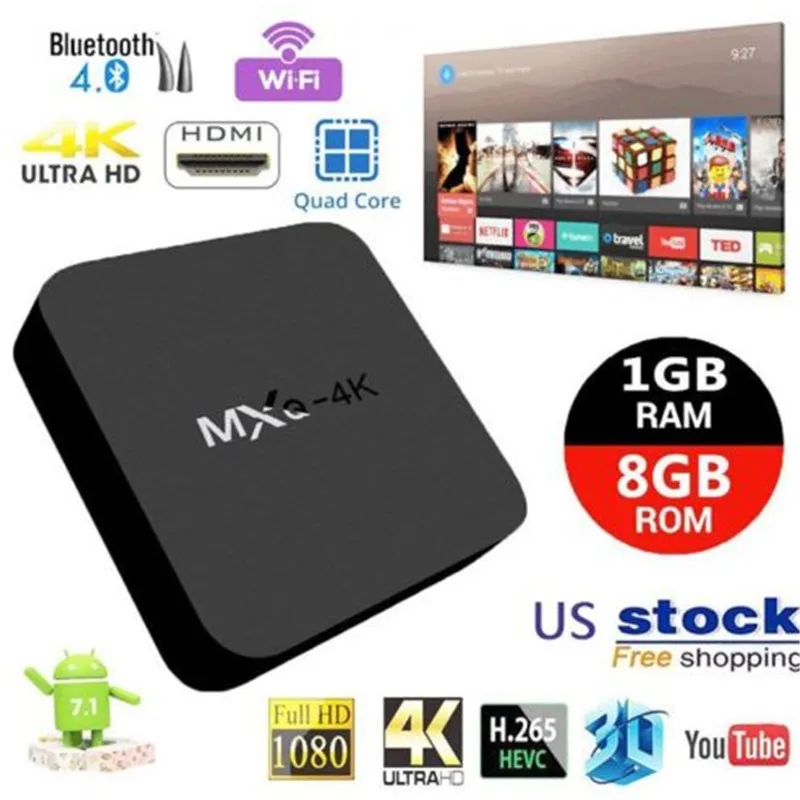 AKASO MXQ-4K Android 7 1 ТВ приставка RK3229 Гб + 8 Смарт четырехъядерный медиаплеер Wifi MXQ 4K PK PRO T9