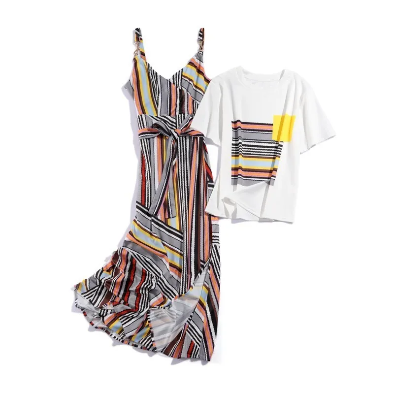 2019 новые летние женские костюмы Белый хлопок футболка с коротким рукавом +