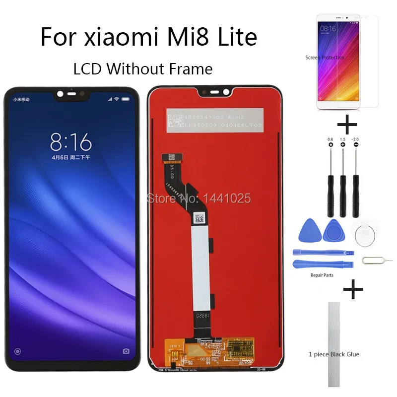 

AAA Quality LCD IPS for Xiaomi 8 lite touch screen LCDs 6.26 inchs For MI 8 lite black LCD Without Frame Mobile touch screen