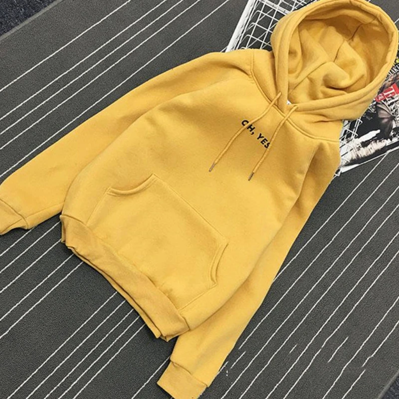 Для женщин теплые с длинным рукавом Письмо печати Свободные Hoodie толстовка Топы