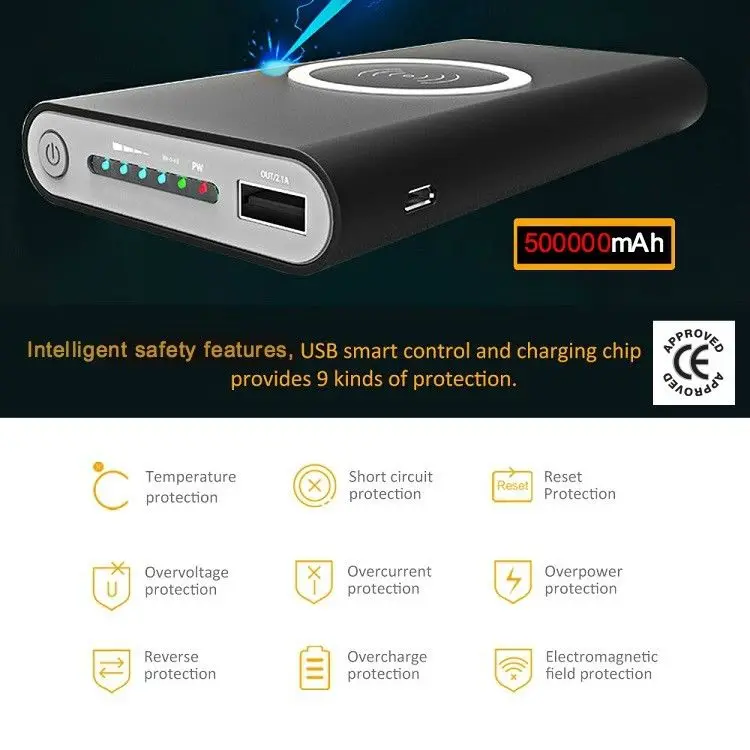 Qi Беспроводное зарядное устройство power Bank 10000 мАч для мобильных телефонов iPhone samsung