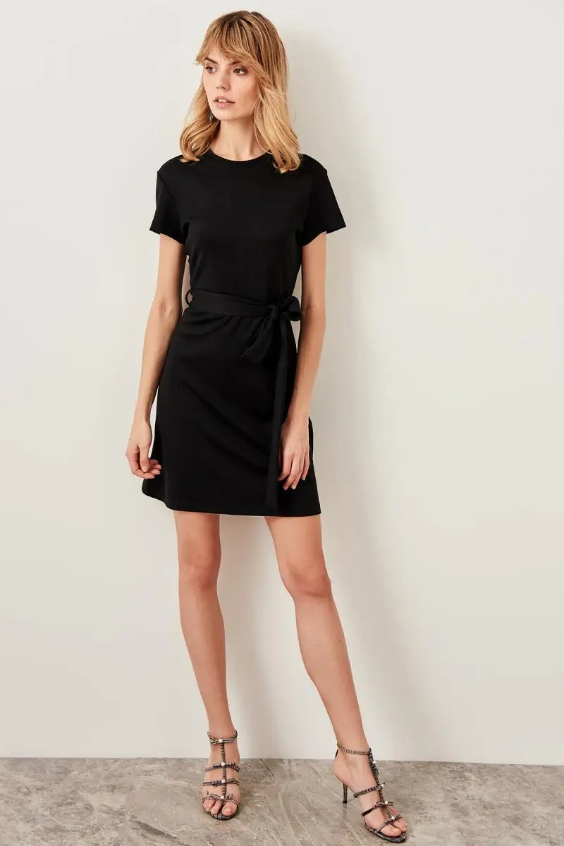 Trendyol Black Back Low-Cut Knitted Dress TWOSS19VG0098 | Женская одежда