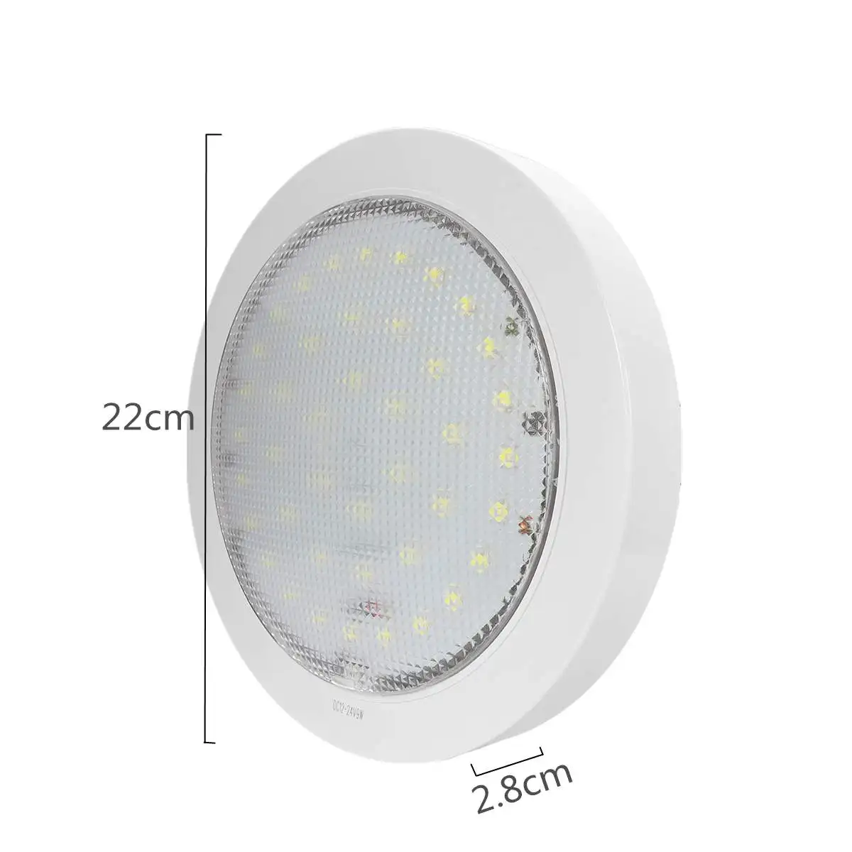 Accesorio de luz para el techo de 12V, 42 Uds., LED 6500K, blanco frío, para RV, Camper, remolque, barco, plástico redondo marino, 22x2,8 cm