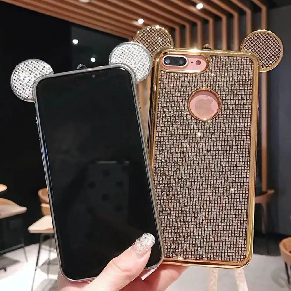 KISSCASE Микки силиконовый чехол для iPhone 7/7 Plus/8 Plus/6 6s Plus/X/XR Чехлы Bling Rabbit XS MAX 5 5S SE