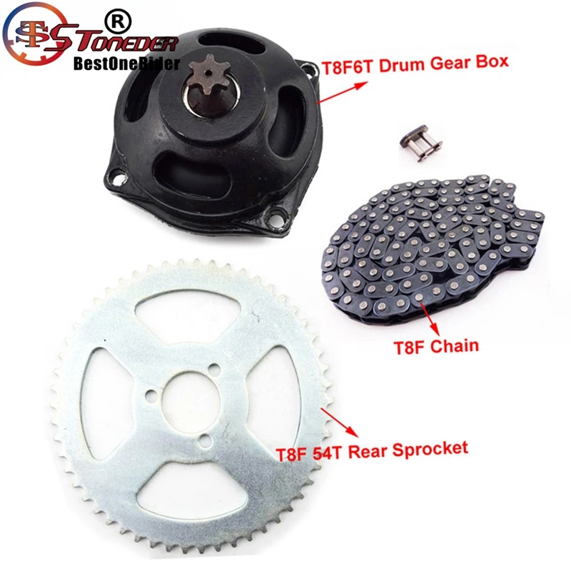 Шестерня STONEDER T8F Chain 6T Задняя звездочка 54T для детских мини мотоциклов 2 тактный 47cc