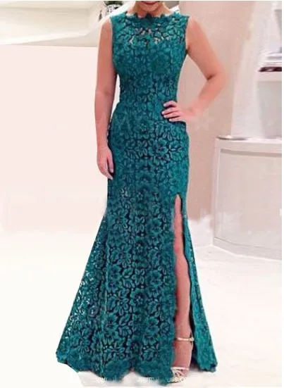 Sleeveless Lace Maxi Party Club Dresses for Women O Neck Hollow Out Asymmetrical Summer Sexy Solid Dinner Vestidos|Женские платья| |
