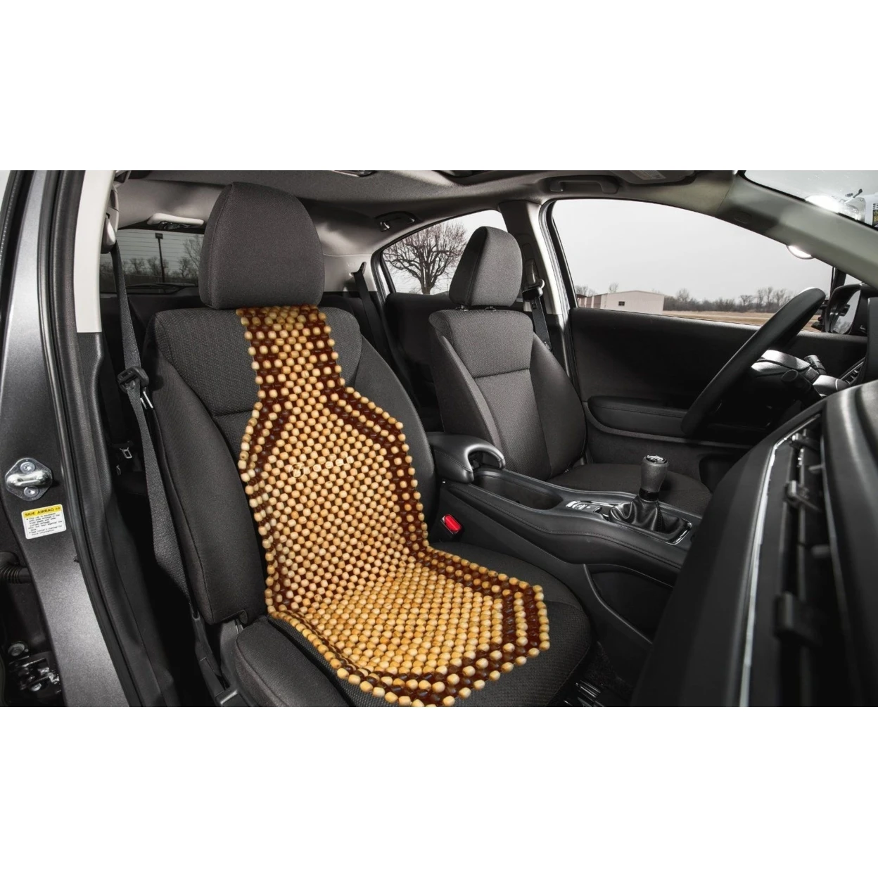 Zone Tech Wooden Beaded Car Chair Seat Cushion Massage Massaging Cover Natural |