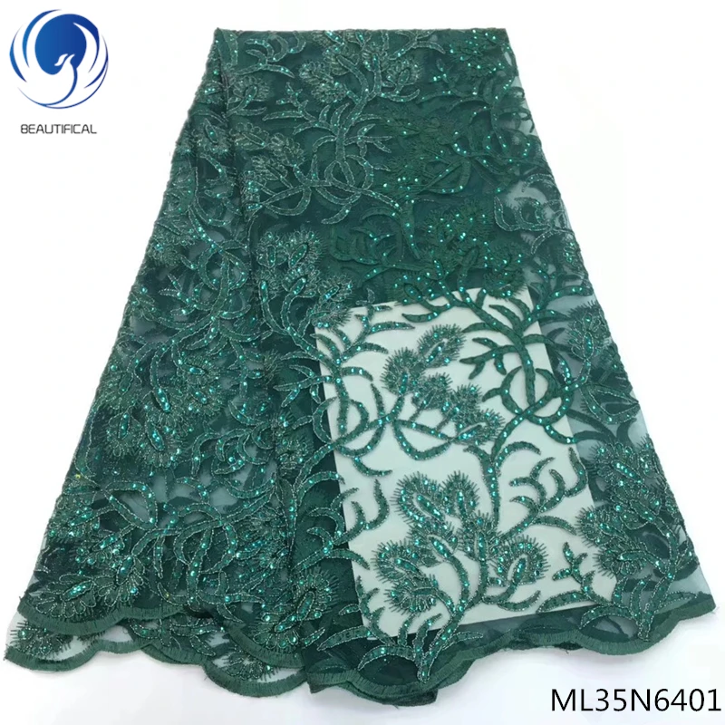 Красивое Зеленое бархатное кружево 2019 французское кружевное полотно с цветочной