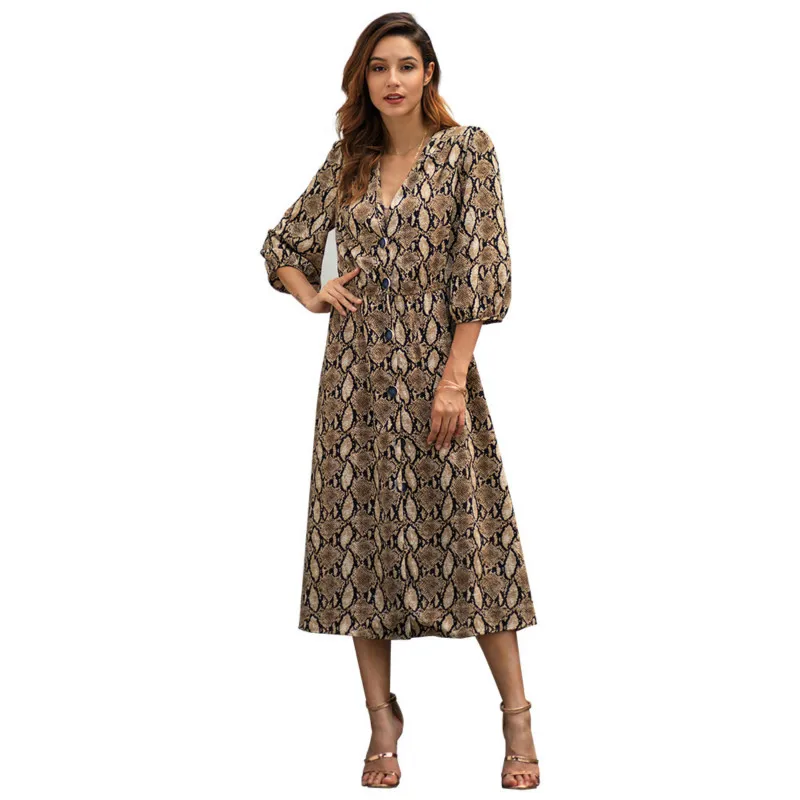 Повседневное Макси длинное платье женская одежда 2019 стильная обувь с рукавом три