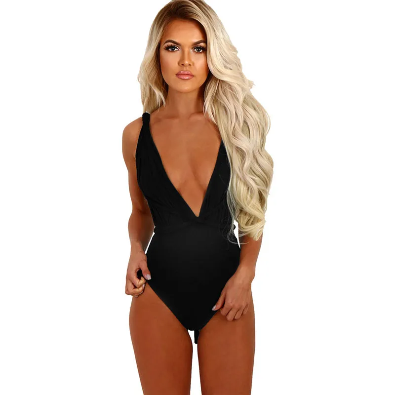 Сплошной регулируемый сексуальный женский бандо бандаж глубокий v образный