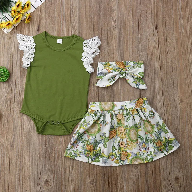 Милые комплекты одежды для новорожденных девочек от 0 до 24 месяцев кружевной