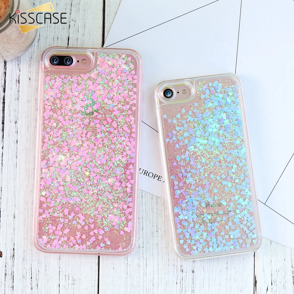Чехол KISSCASE Quicksand для iphone 7 8 6 6s Plus милый блестящий пластиковый чехол 5 4S |