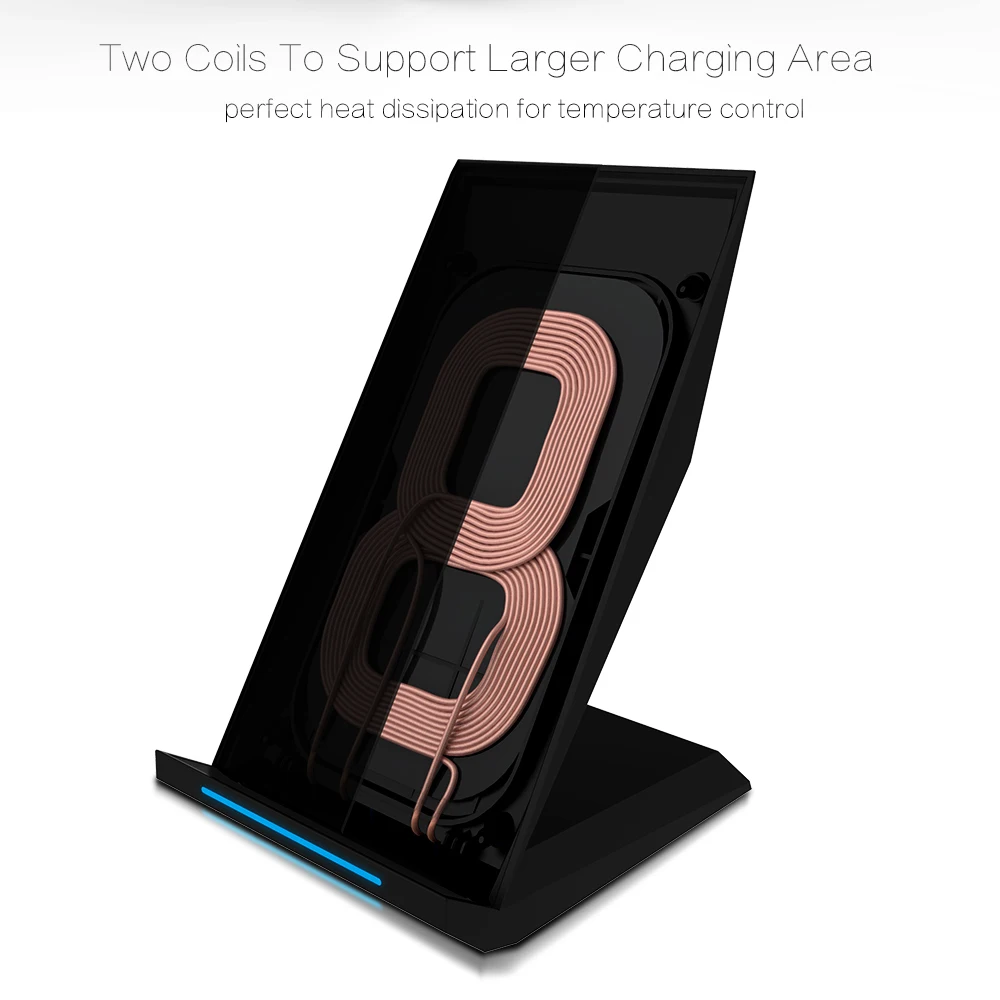 KEPHE 10 Вт Qi Беспроводной Зарядное устройство Quick Charge 3,0 быстрой зарядки для iPhone 8 10 X samsung S8 S9 S10 2 катушки Стенд 5 V/2A& 9В/1.67A