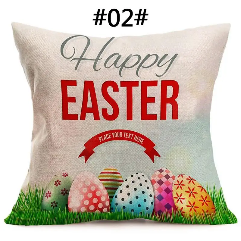 

Easter Rabbit Egg Linen Pillowcase Bed Home Festival Pillow Cover