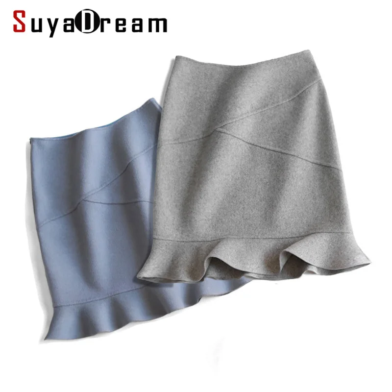 Женская шерстяная мини юбка SuyaDream Зимняя из 90% нейлона модель 10%|Женские юбки| |