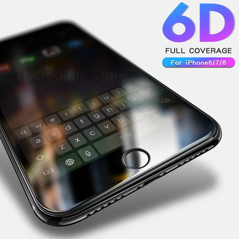 6D закаленное стекло для IPhone 6 6s 7 XR XS Max стеклянная пленка HD 8 Plus защита экрана