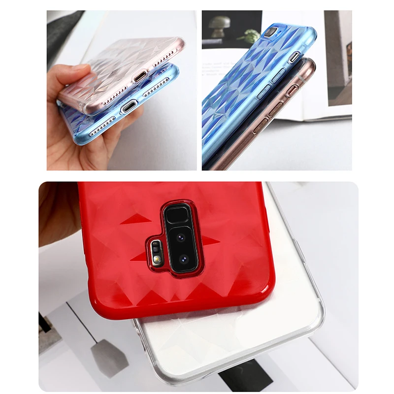 Яркий Цветной блестящий чехол для телефона samsung Galaxy S8 Plus S9 прозрачные со стразами