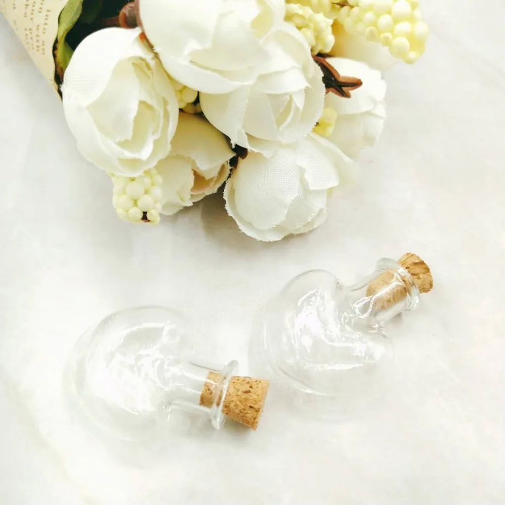 50 шт./лот прозрачные флаконы мини в форме сердца стеклянные банки Желая бутылка с