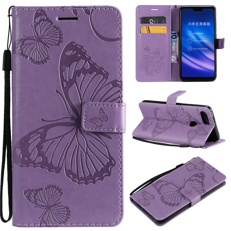 Магнитный PU кожаный 3D тисненый Кот Кошелек в виде дерева чехол для Xiaomi 8 Lite Флип