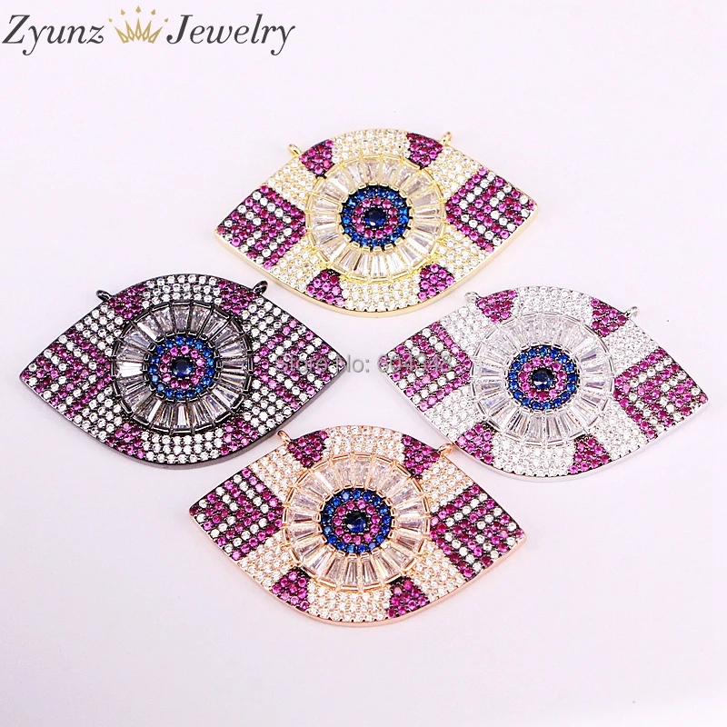 

5PCS Gold/Rose Gold/Black/Silver color Multi-color Cubic Zirconia Micro Pave CZ Crystal Eye Pendant for Women Jewelry Making